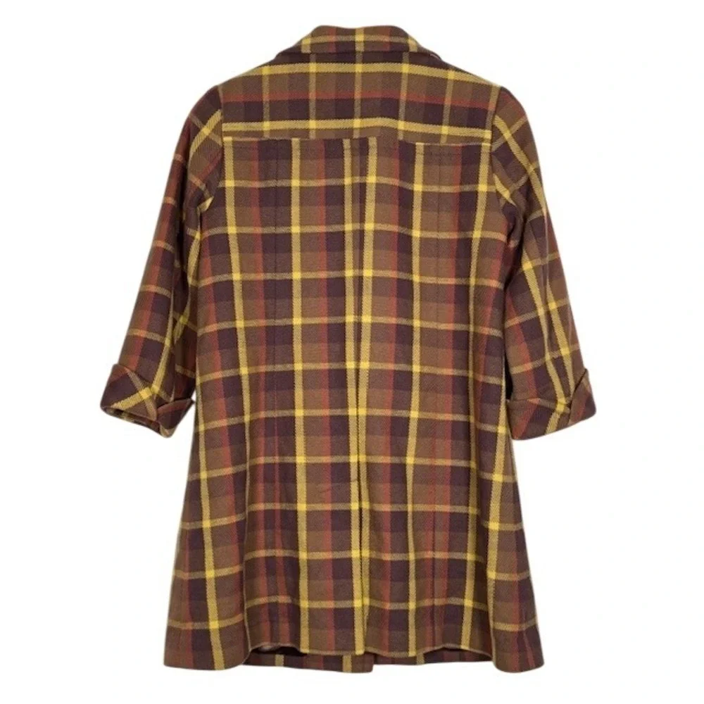 Frenchi Kids Plaid Button Front Coat‎ Size S Brown Yellow